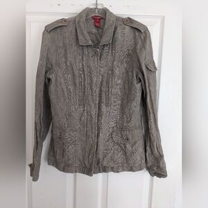 Sundance Linen Taupe Utility Jacket with Epaulets